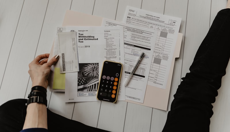 Receipts and calculator on a desk