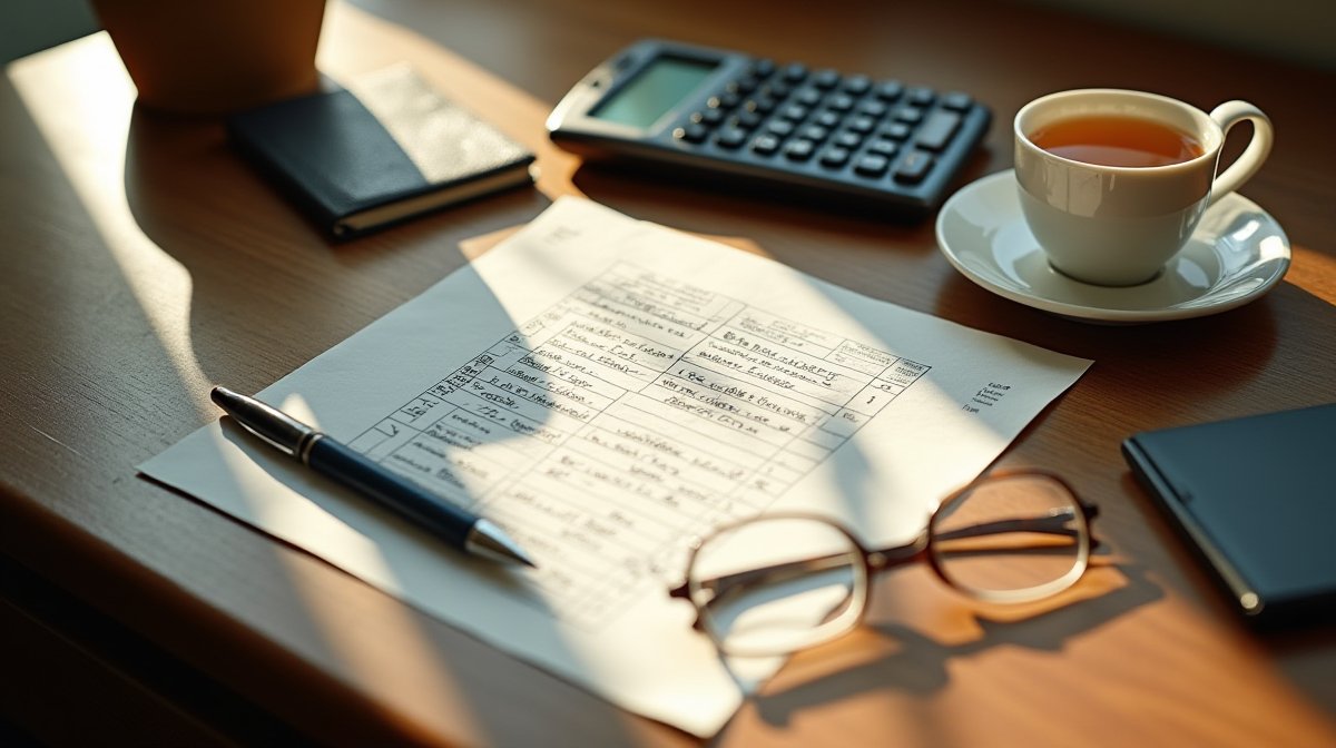 Calculator on a desk with tax papers