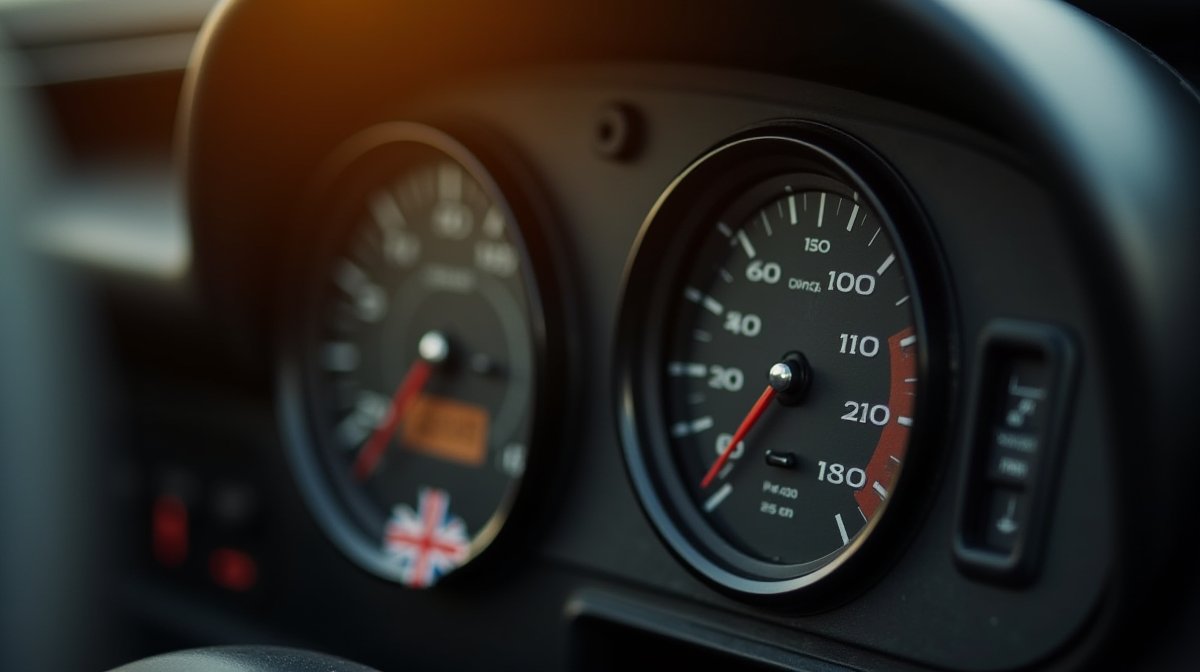 Car dashboard and speedometer